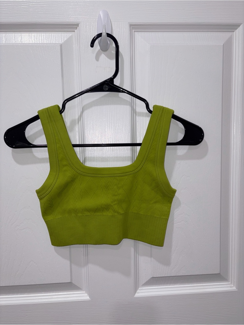 Women’s Scoop Neck Ribbed sports bra — Olive Green